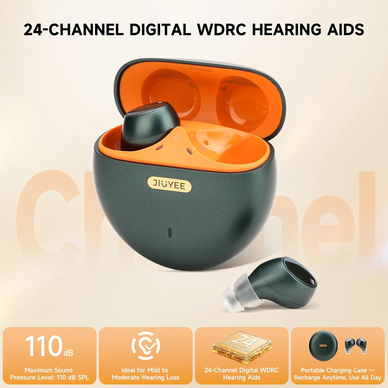 JIUYEE Rechargeable RIC Hearing Aid with Bluetooth