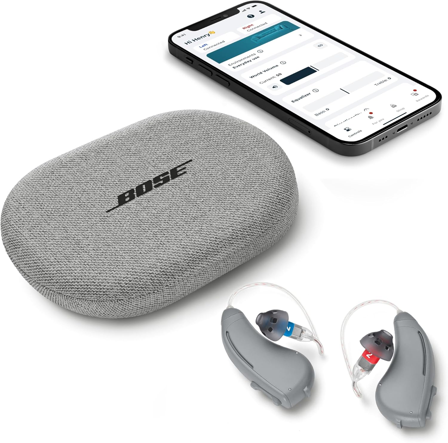 Lexie B1 OTC Hearing Aids Powered by Bose - Gray